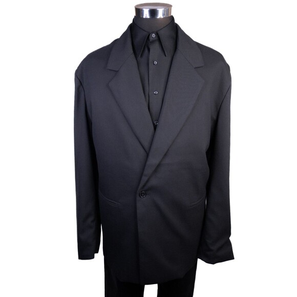 NOVA MEN Dexter Relaxed Jacket Blazer Sz XL (52R) Solid Black Poly Blend NWT - Picture 2 of 14